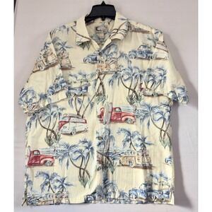 Bluewater‎ Wear Mens Casual Button Down Yellow Shirt Short Sleeve Cotton Large